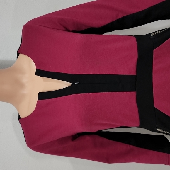 HOMEYEE Women's Pencil Stretch Dress 3/4 Sleeve Fushia/black Size‎ 8 - Picture 3 of 9